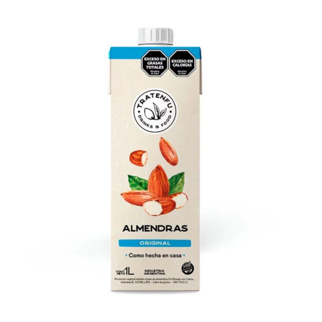 TRATENFU - Leche de almendras SIN AZUCAR x 1 litro ORIGINAL