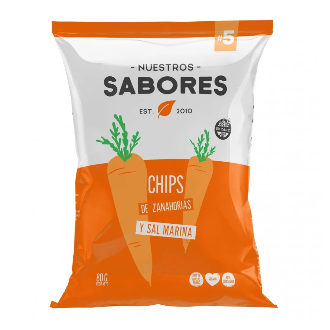 NUESTROS SABORES - Chips de zanahoria con sal marina  x 80g