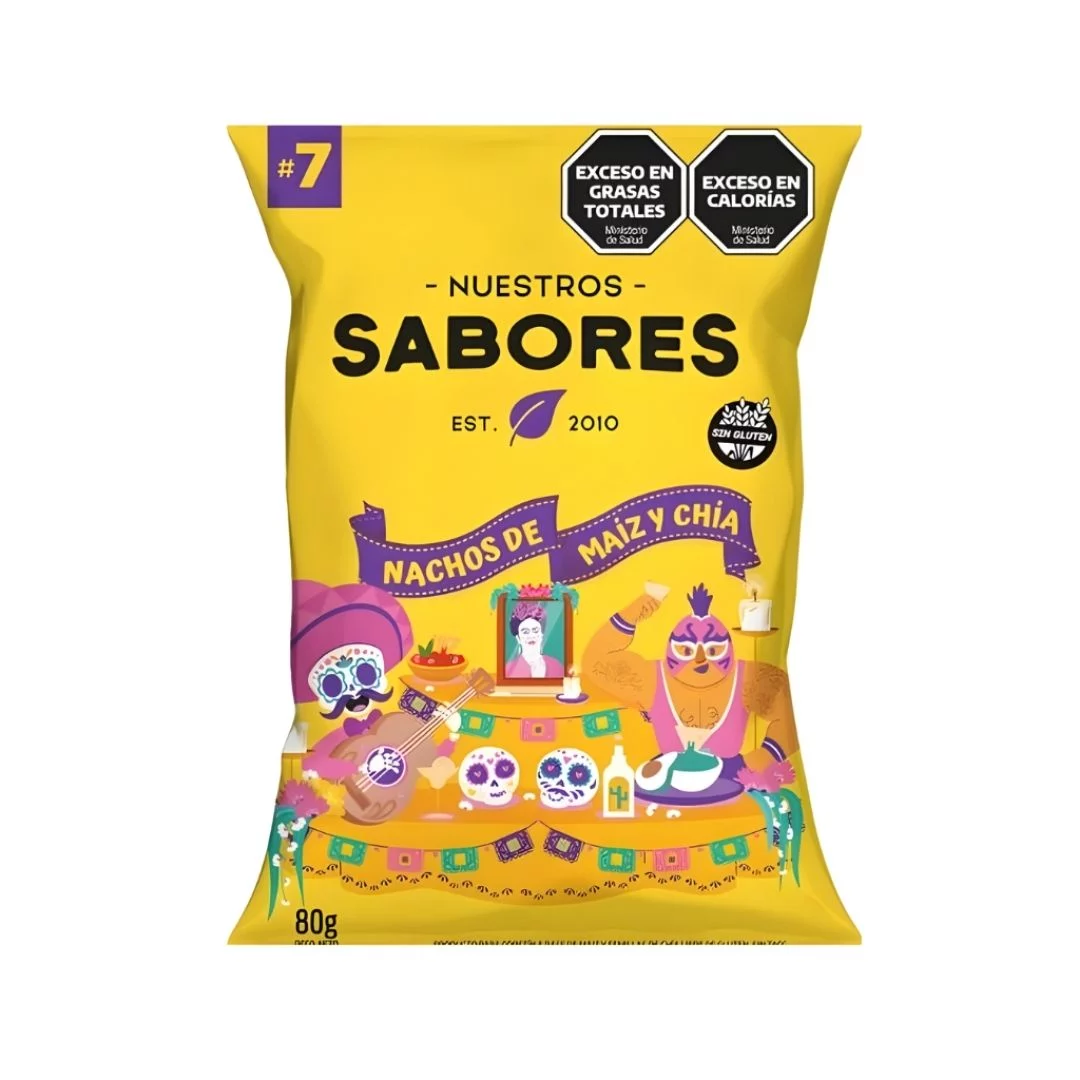 NUESTROS SABORES - Nachos de maiz y chia x 80g
