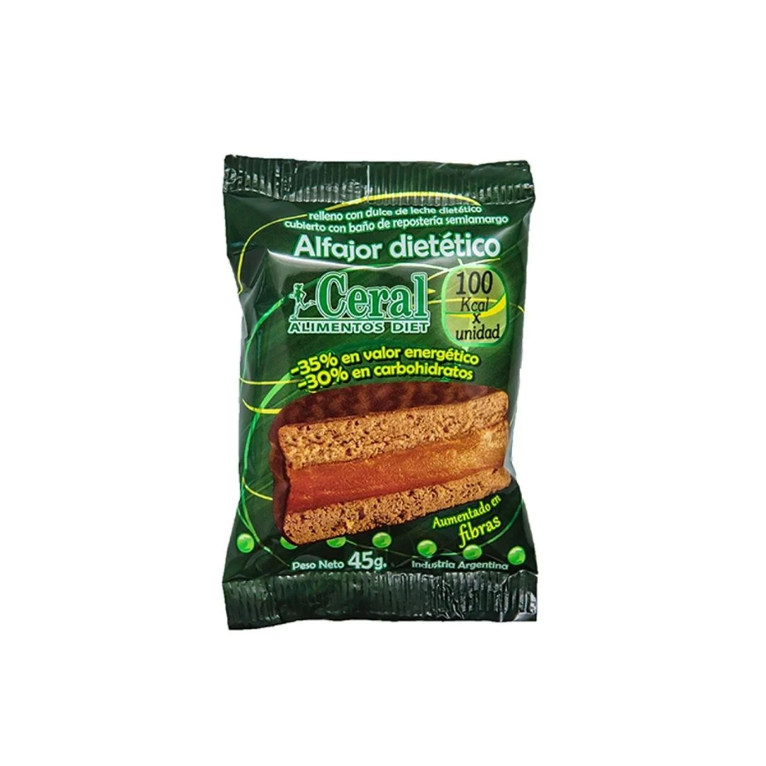 CERAL - Alfajor dietetico de Chocolate Negro x 45g