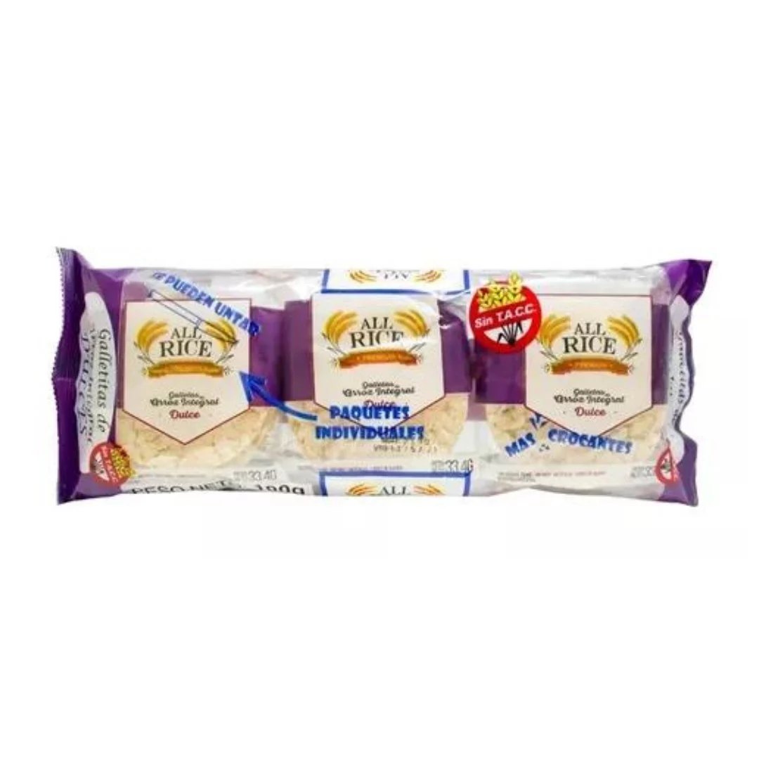 ALL RICE - Galletas redondas de arroz dulces x 100g