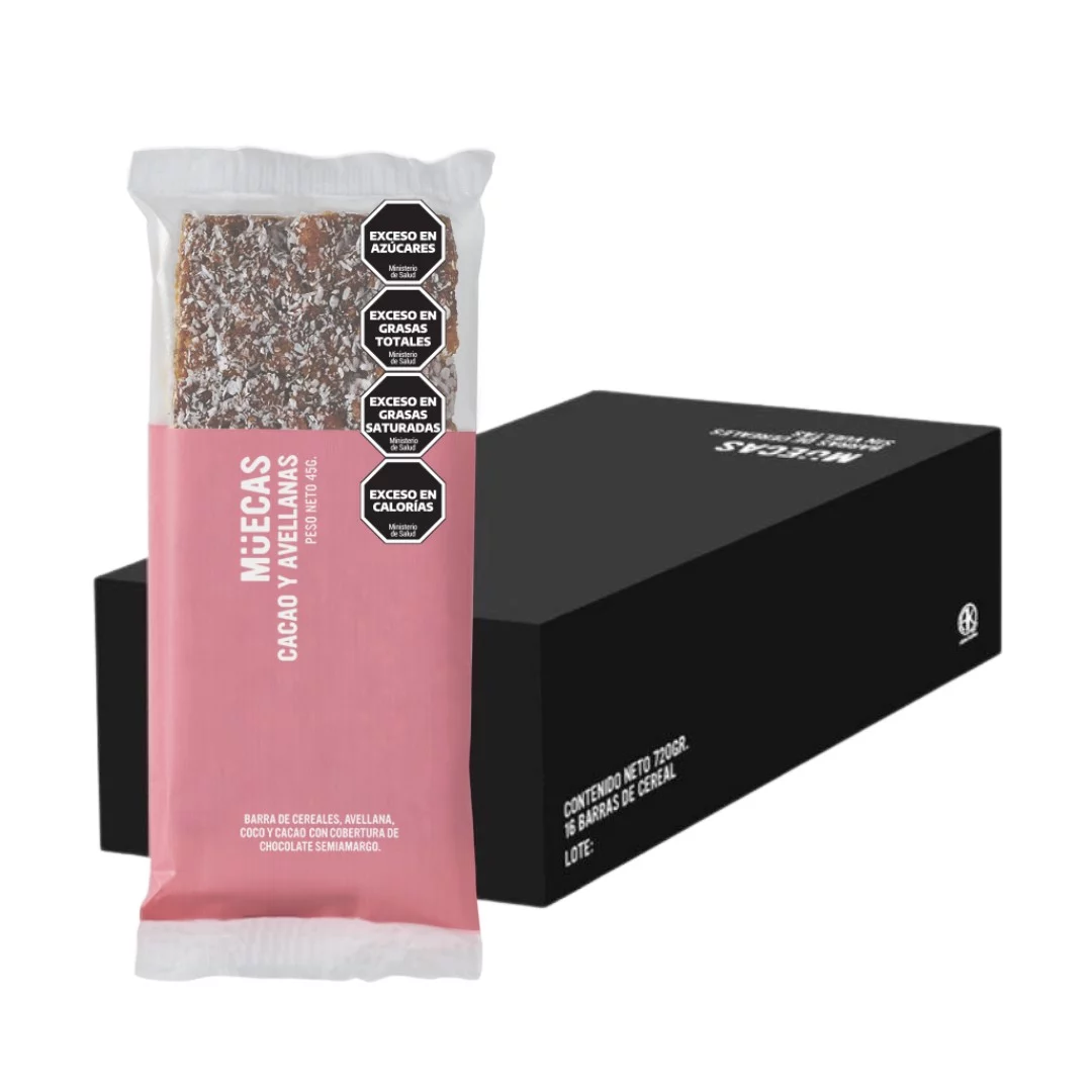 MUECAS - Barra de cereal Cacao y avellana x 45g