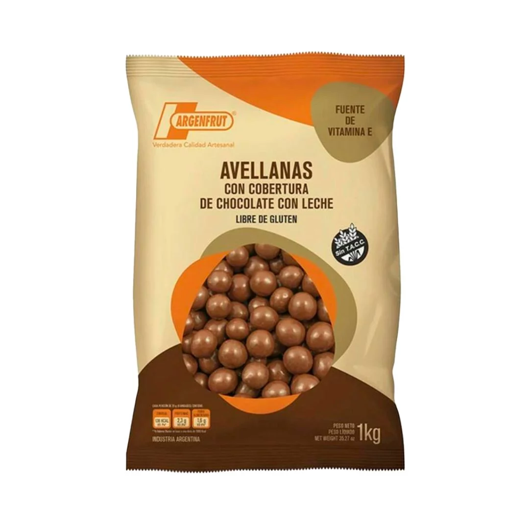 ARGENFRUT - Avellanas con cobertura de leche x 1 Kg