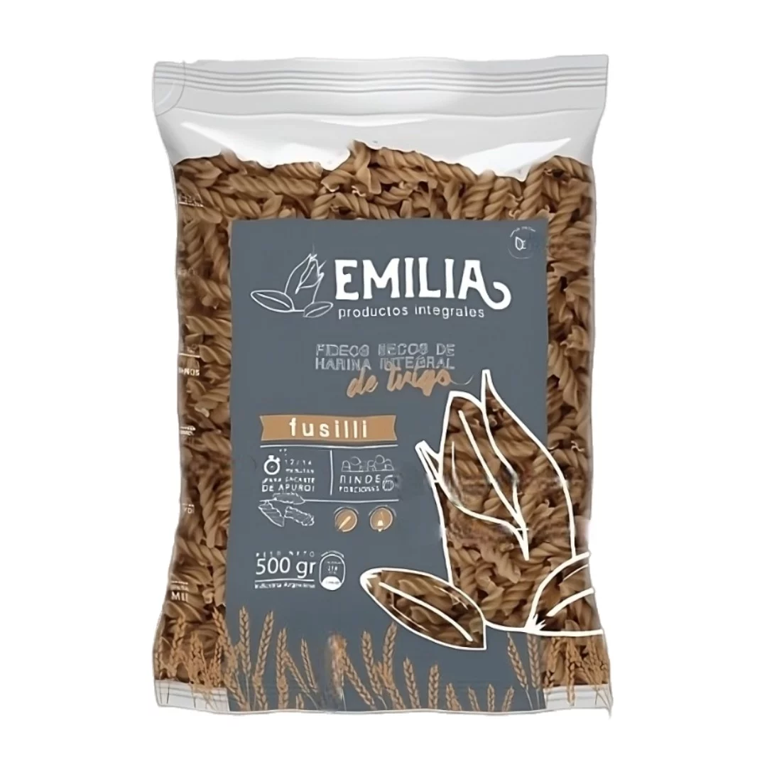 EMILIA - Fideos Fusilli de harina integral de trigo x 500g