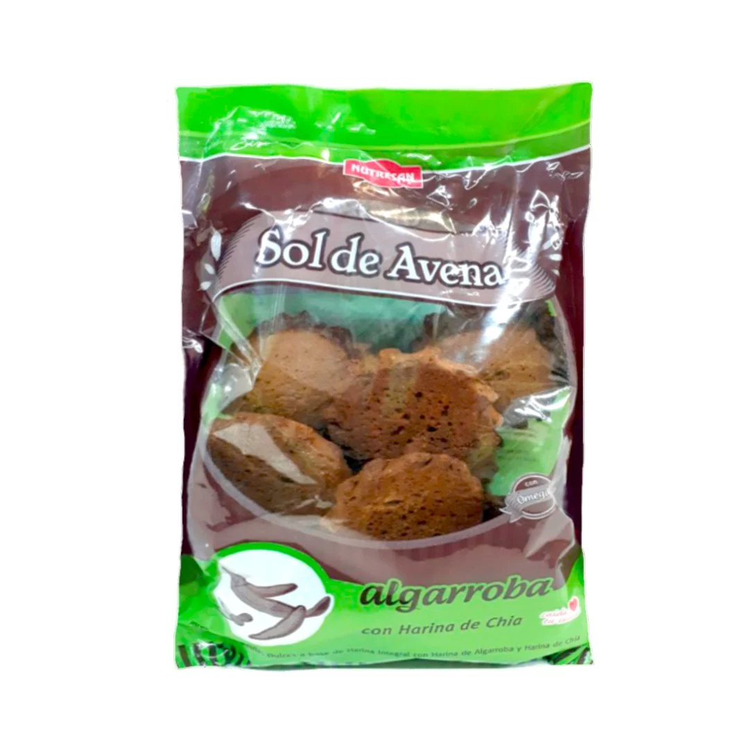 NUTRESAN - Galletitas SOL DE AVENA - Algarroba y harina de chia x 250g