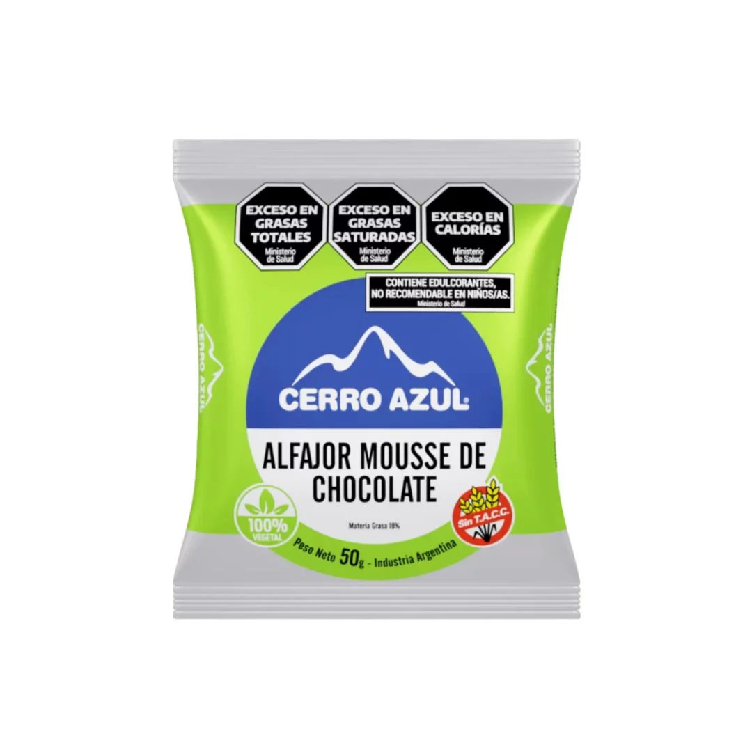 CERRO AZUL - Alfajor vegano relleno de mousse de chocolate x 50g