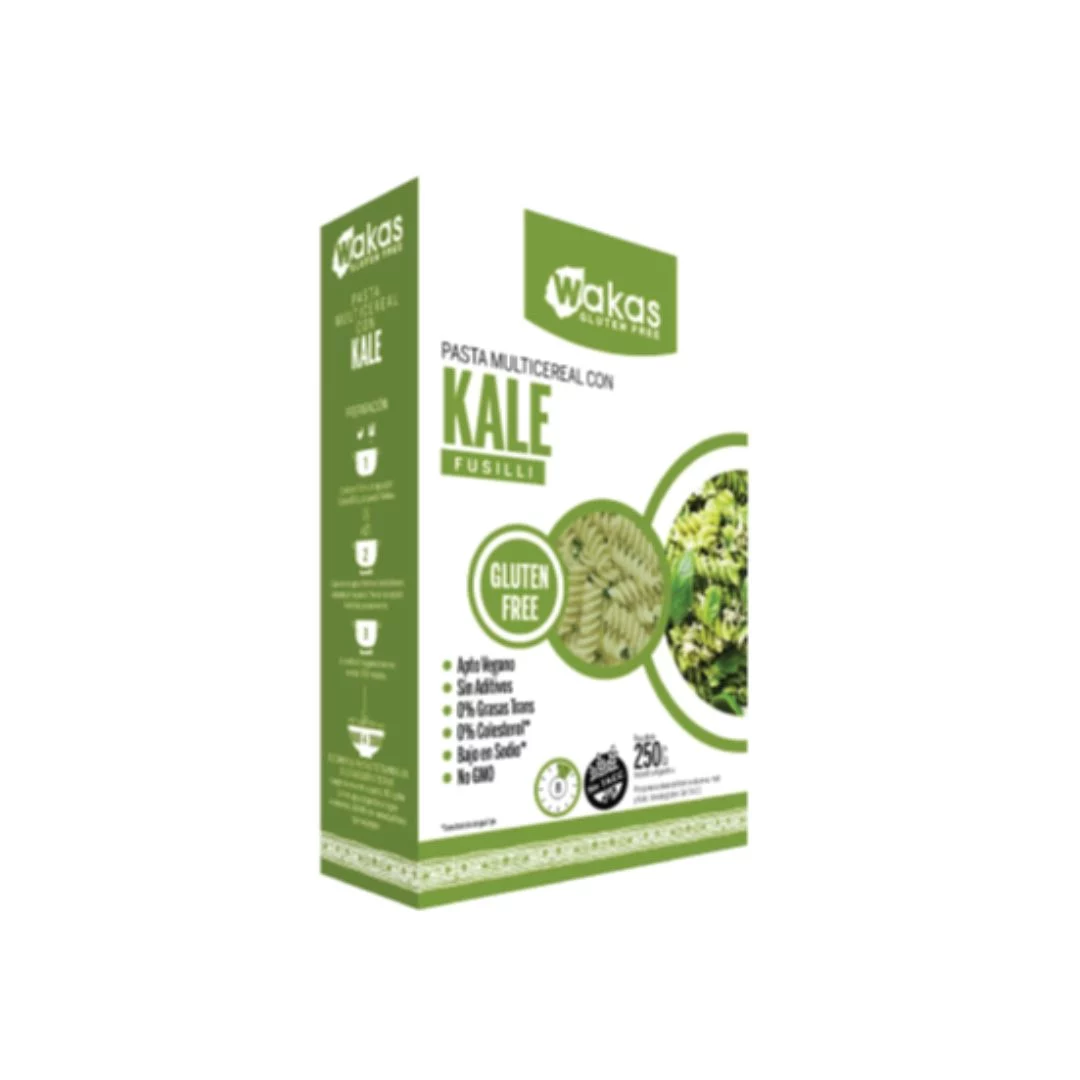 WAKAS - Fideos fusilli multicereal - Kale x 250g