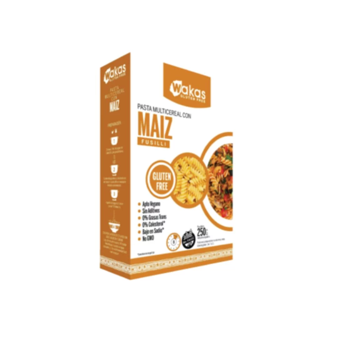 WAKAS - Fideos fusilli multicereal - Maiz x 250g