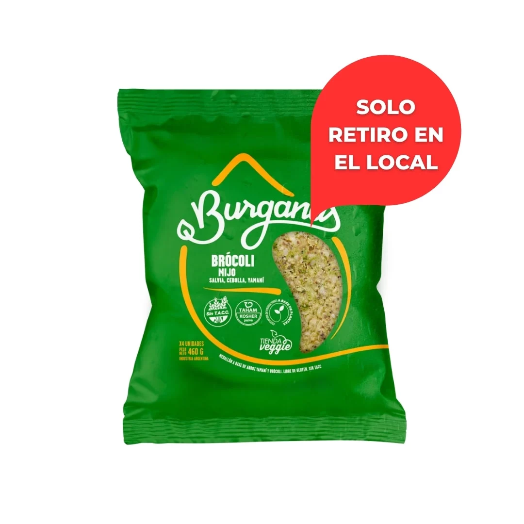 BURGANAS - Hamburguesas vegetales - Brocoli + Mijo x 460g (4 un)
