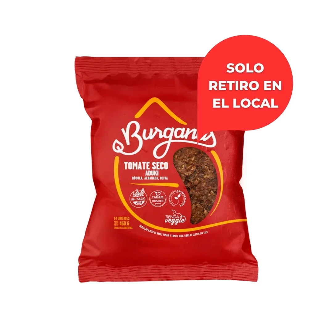 BURGANAS - Hamburguesas vegetales - Tomate seco + Aduki x 460g (4 un)
