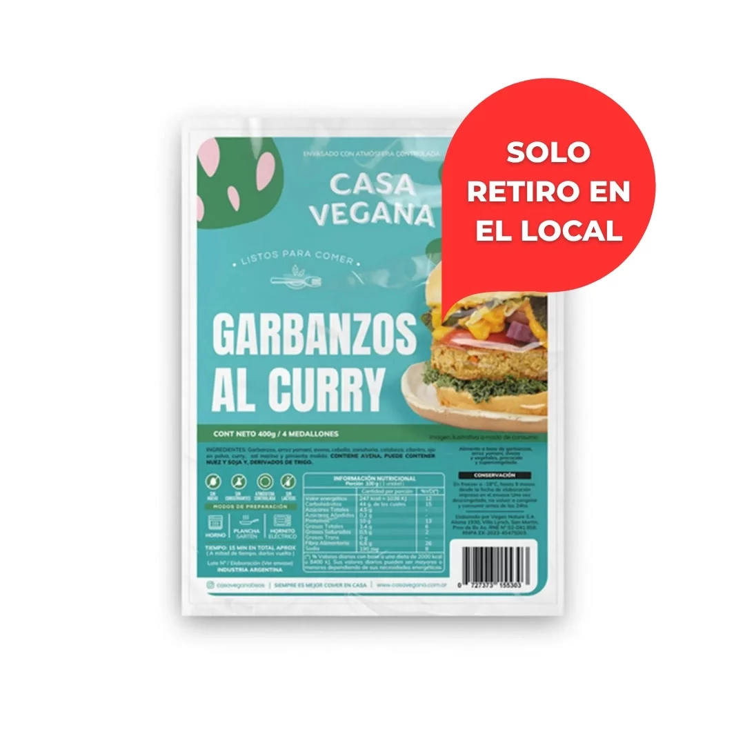 CASA VEGANA - Medallones - Garbanzo al curry x 400g (4 un)