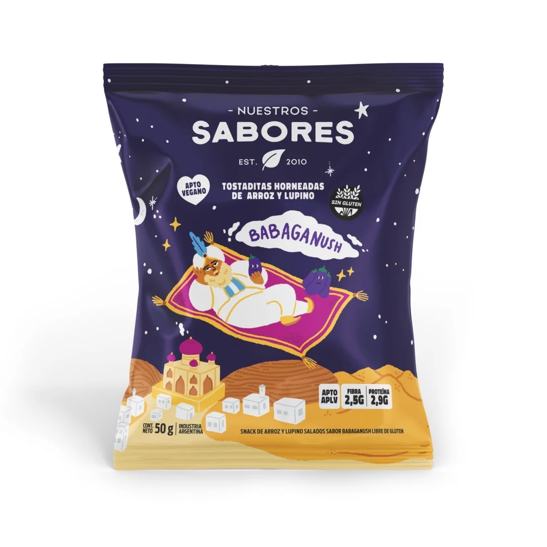 NUESTROS SABORES - Tostaditas horneadas de arroz y lupino x 50g BABAGANUSH