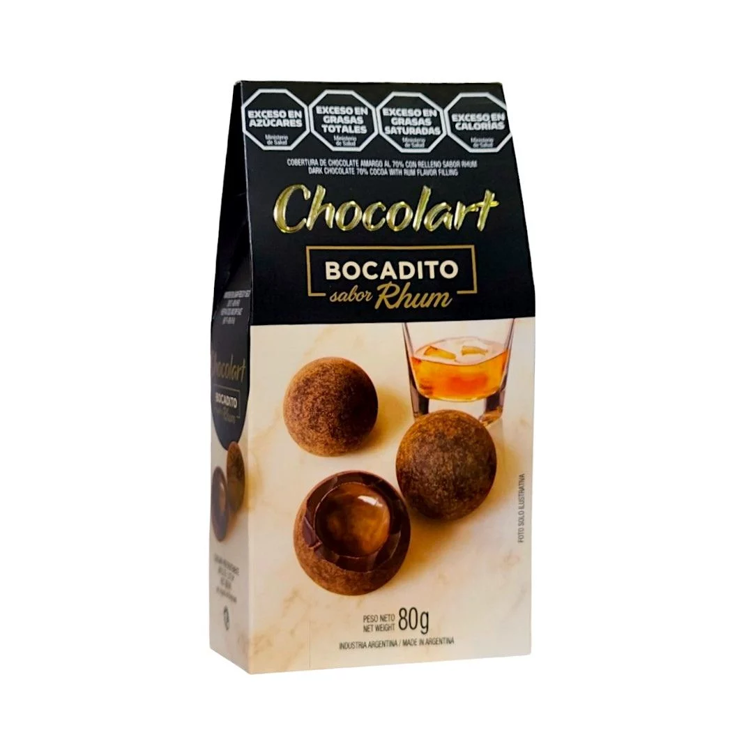 CHOCOLART - Bocadito sabor licor con cobertura de chocolate 70% x 80g