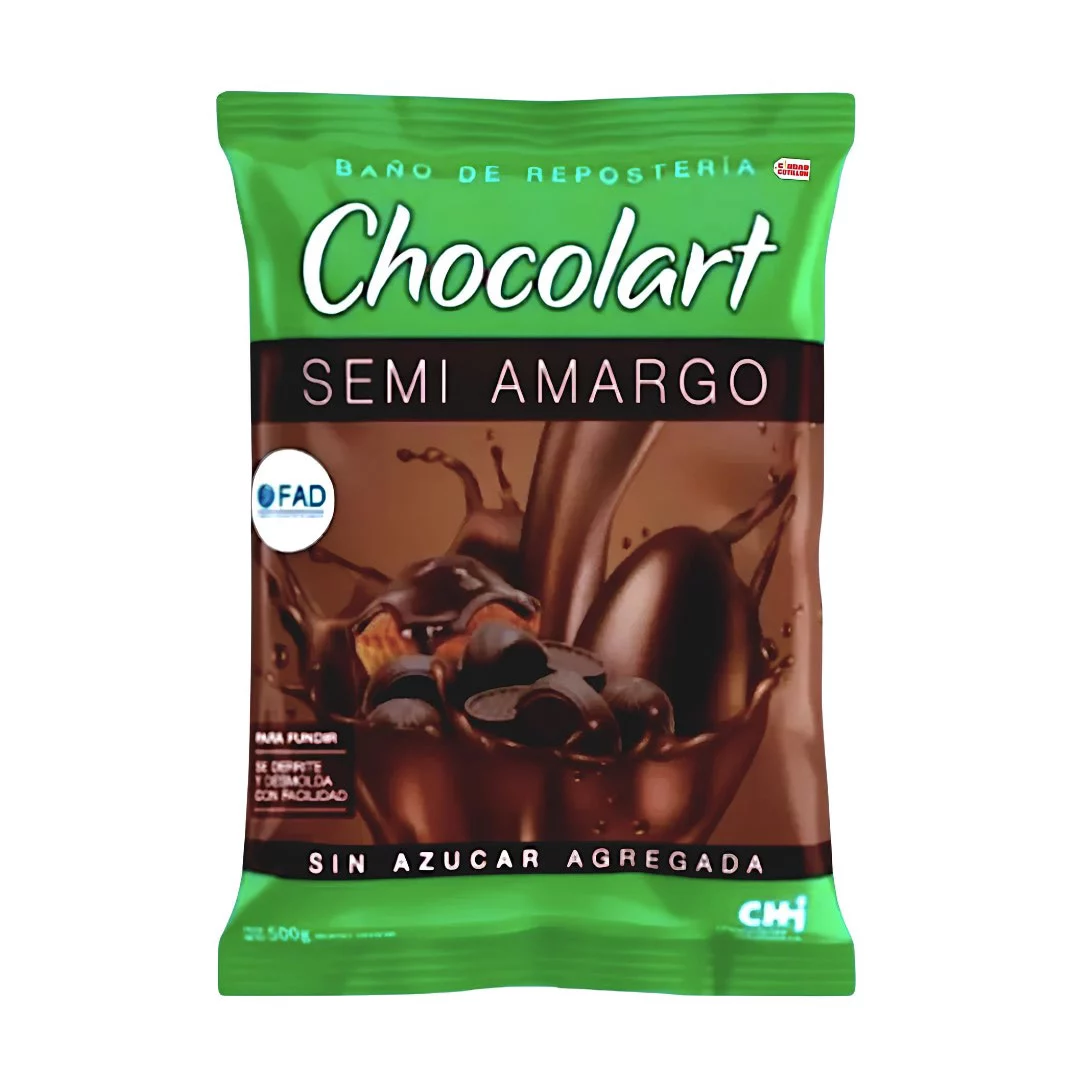 CHOCOLART - Baño de reposteria semiamargo SIN AZUCAR AGREGADA x 500g