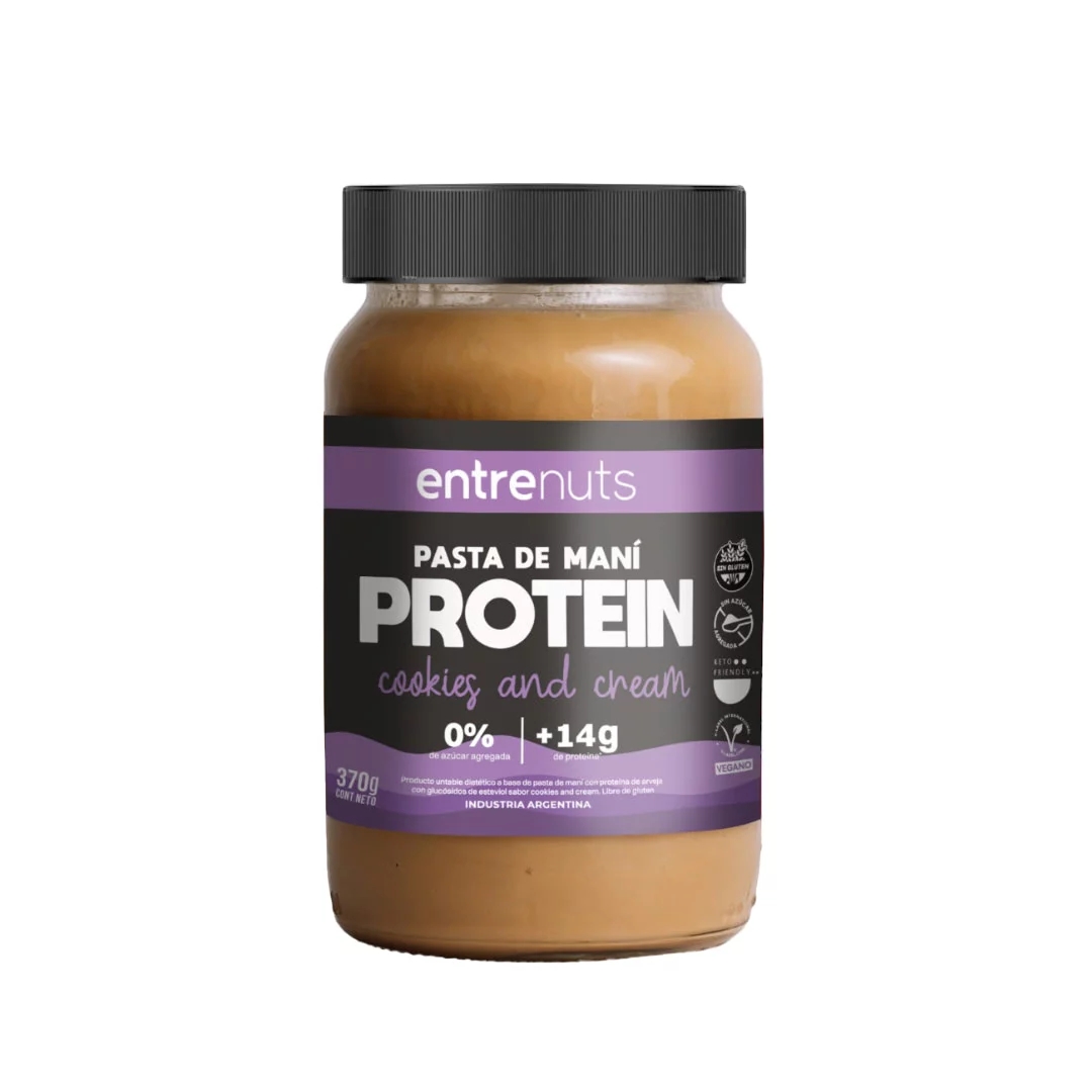 ENTRE NUTS - Pasta de mani PROTEIN COOKIES AND CREAM x 370g
