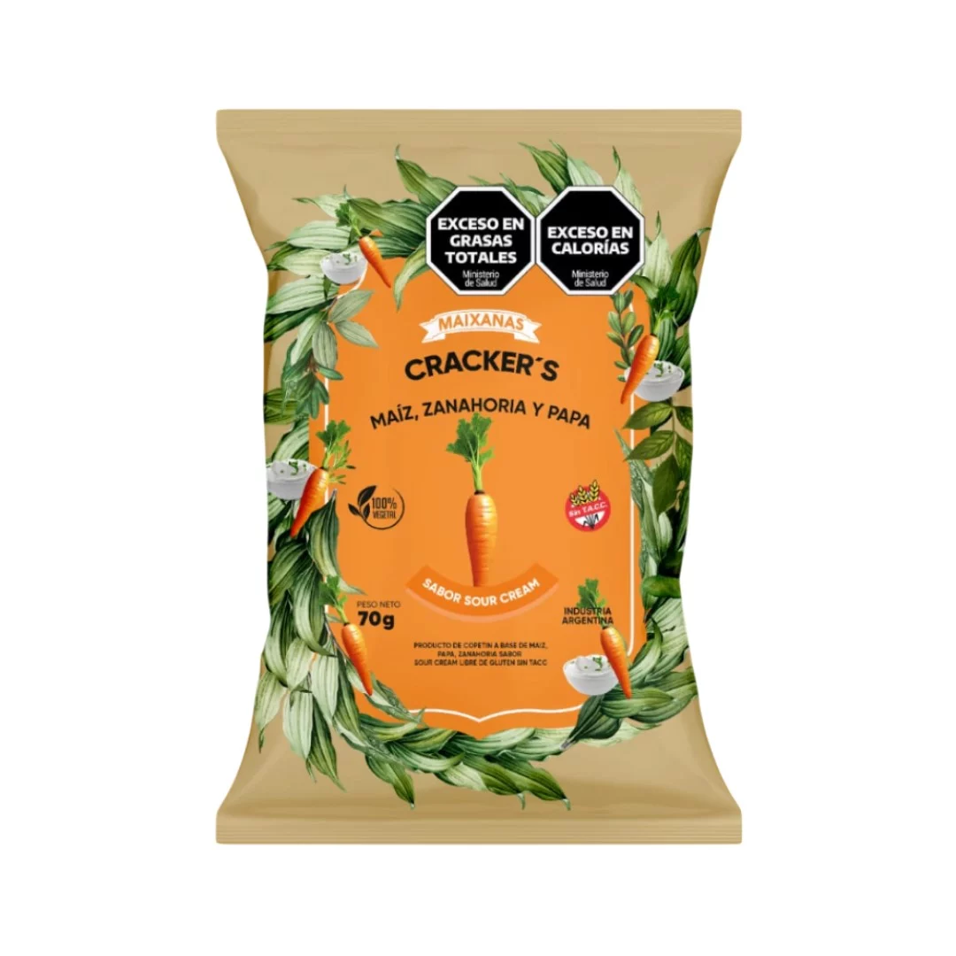 MAIXANAS - Cracker de maíz zanahoria y souer cream x 70g SIN TACC