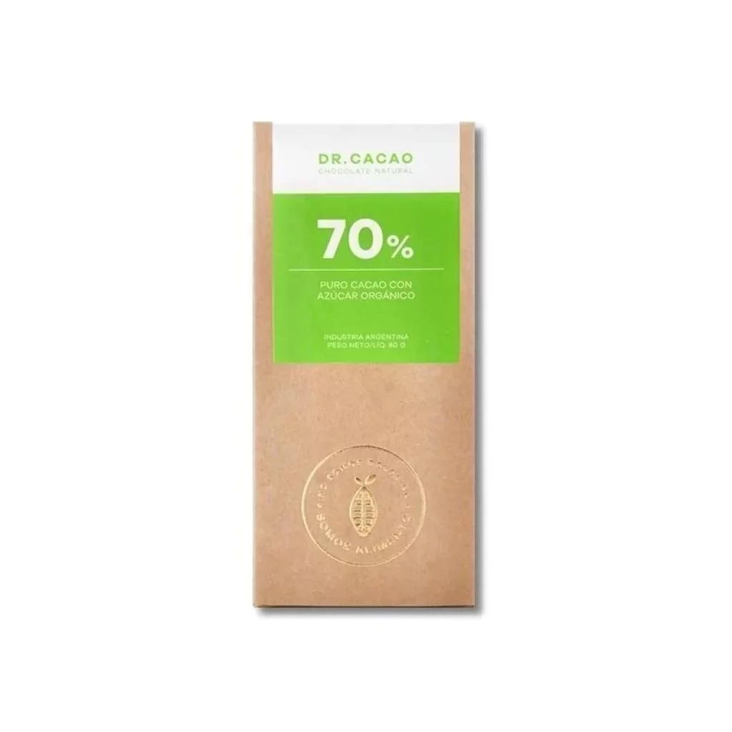 DR. CACAO - Chocolate 70% con azucar organica x 80g