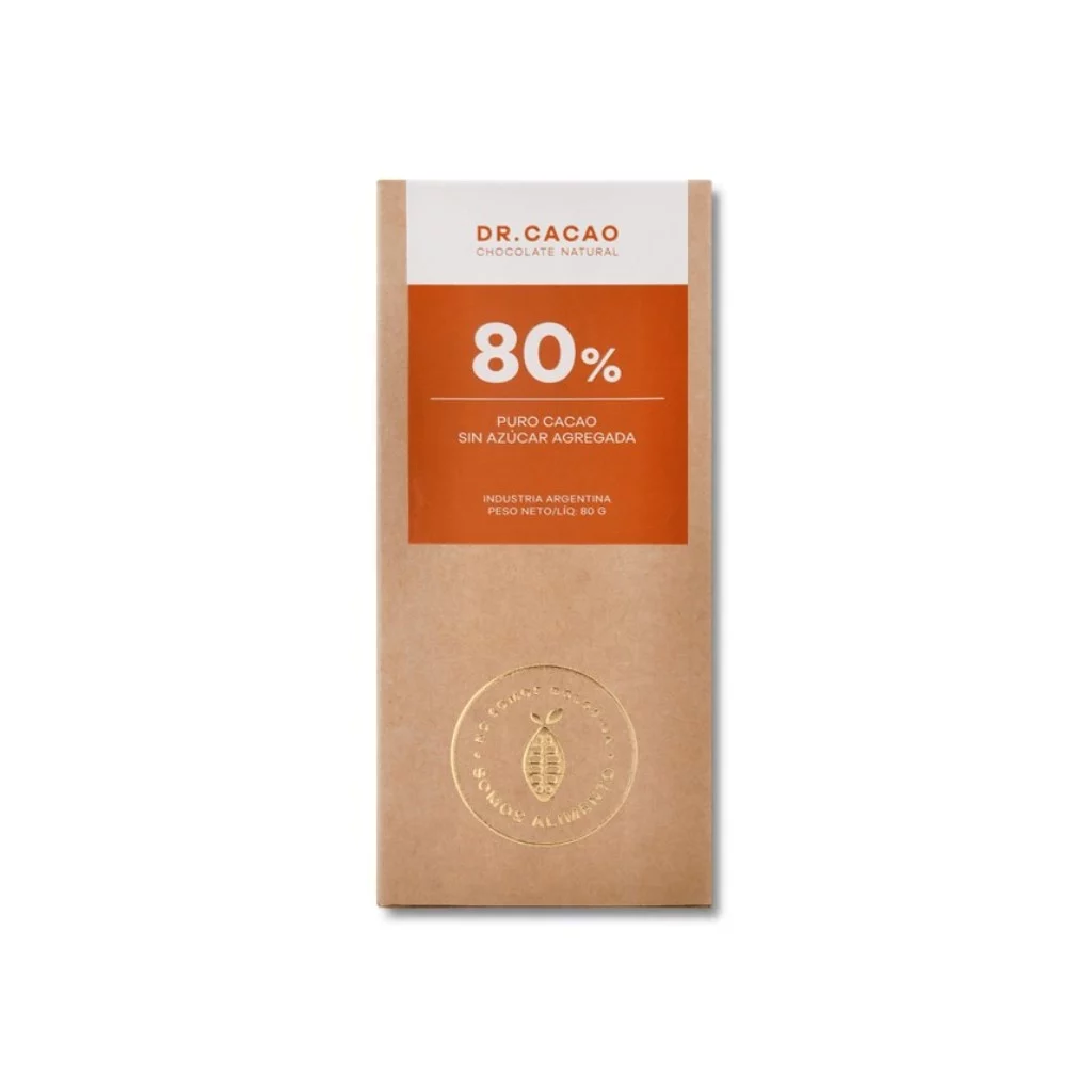 DR. CACAO - Chocolate 80% sin azucar x 80g