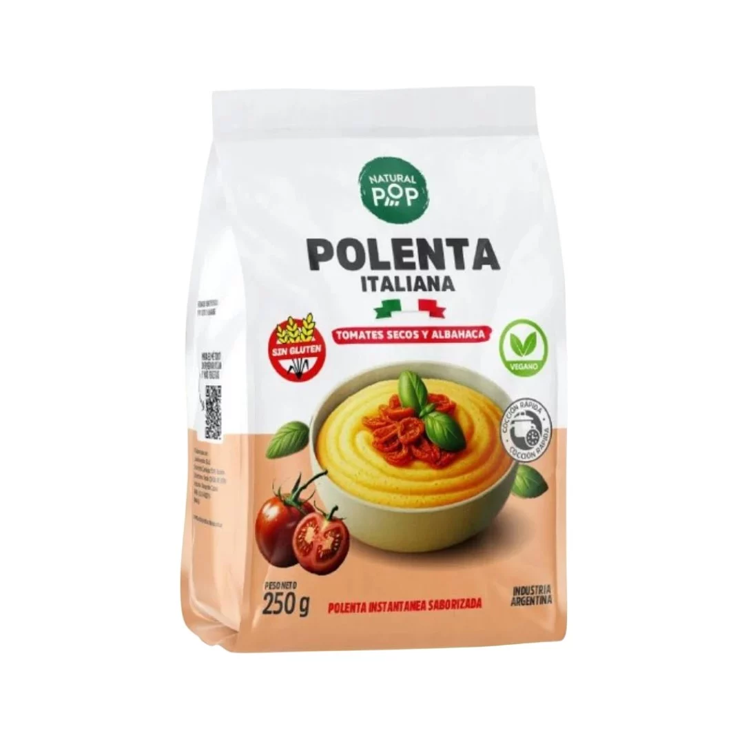 NATURAL POP - Polenta italiana sabor tomates secos y albahaca x 250g