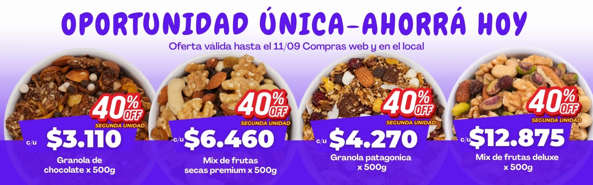 banner ofertas mixes y granolas desk